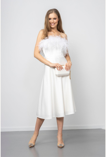 White Mila Feather Dress
