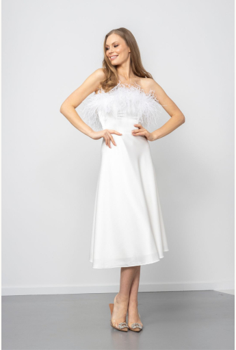 White Mila Feather Dress