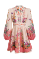 Zimmermann - Tropicana Plunge Mini Dress in Cream Floral
