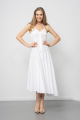 White Pleated Cotton Midi Dress