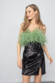 Black Sequin Feather Mini Dress